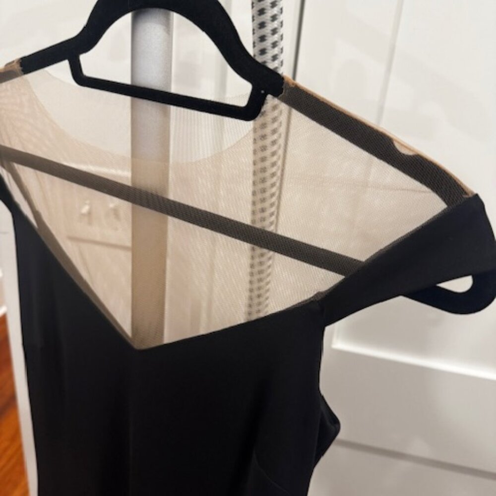 NWT Bailey44 Off Shoulder Black Cocktail Dress, Nude Mesh Neckline, Size S - Picture 2 of 7